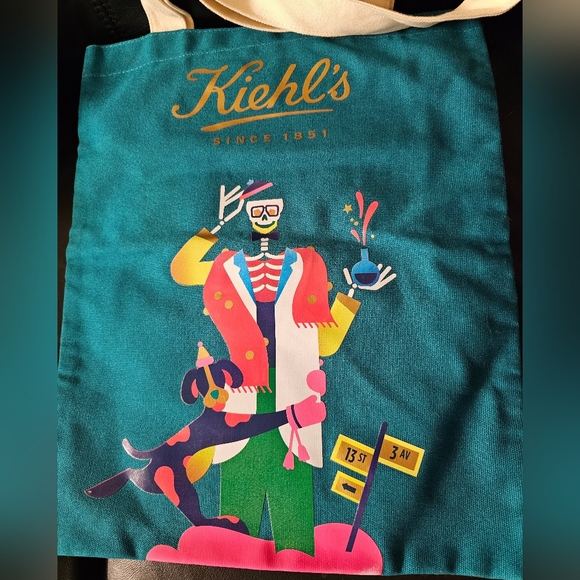 Kiehls Limited Edition Janine Rewell Teal Canvas Tote NWOT - Picture 7 of 7